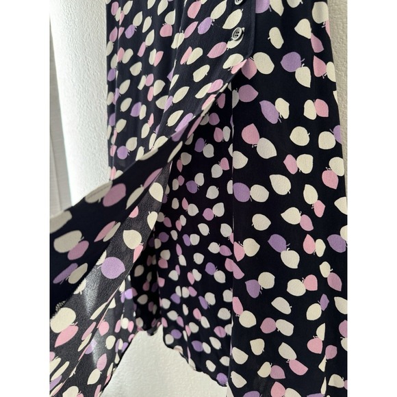 Talbots Wraparound Purple Pink White Side Button Leaf Print Skirt 8P Modest - Picture 7 of 12